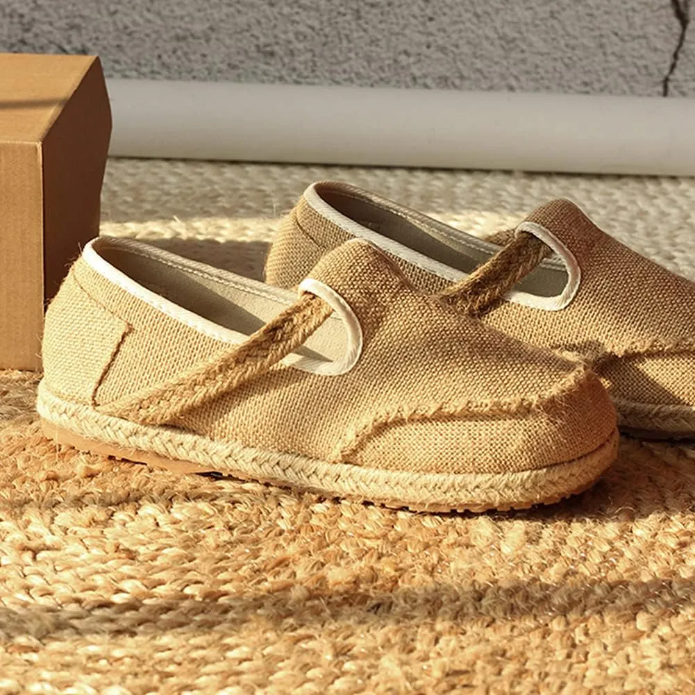 slippers Flip Flops,Retro Woven Straw-Soled Men's Shoes, One-Step Comfortable Breathable Linen Shoes