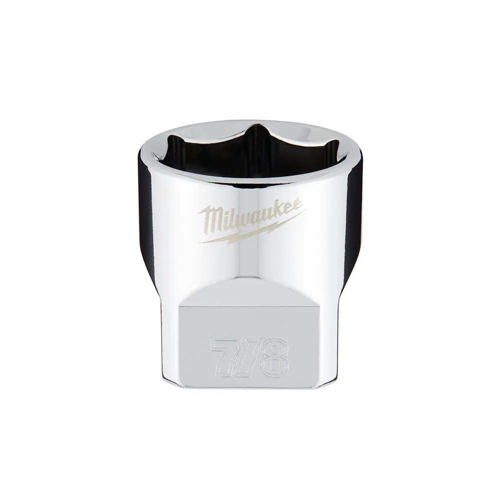 Socket - Milwaukee 3/8" Drive SAE Deep Socket with FOUR FLAT™ Sides, Various Sizes, 45-34-90
