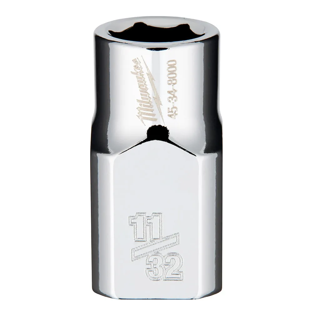 Socket - Milwaukee 3/8" Drive SAE Deep Socket with FOUR FLAT™ Sides, Various Sizes, 45-34-90