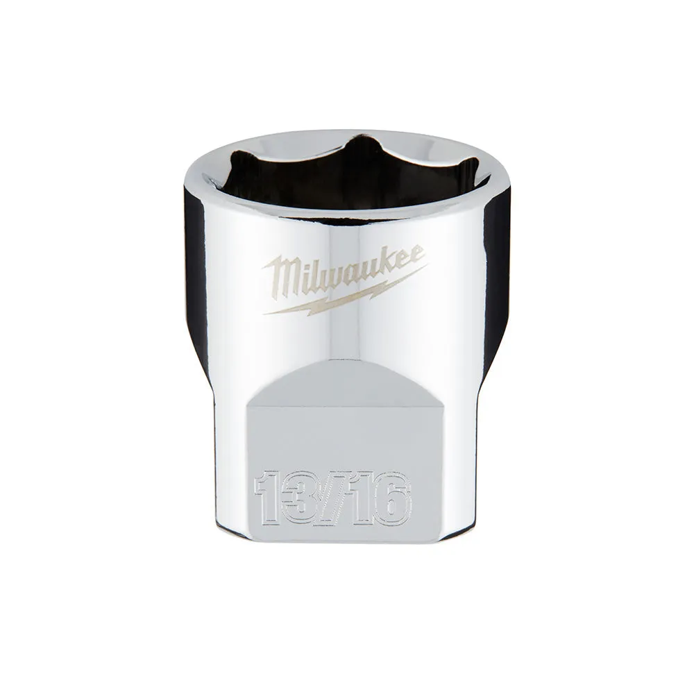 Socket - Milwaukee 3/8" Drive SAE Deep Socket with FOUR FLAT™ Sides, Various Sizes, 45-34-90