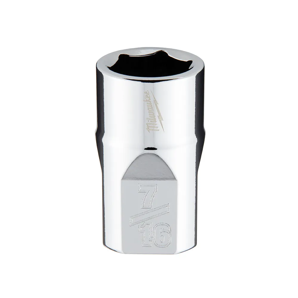 Socket - Milwaukee 3/8" Drive SAE Deep Socket with FOUR FLAT™ Sides, Various Sizes, 45-34-90