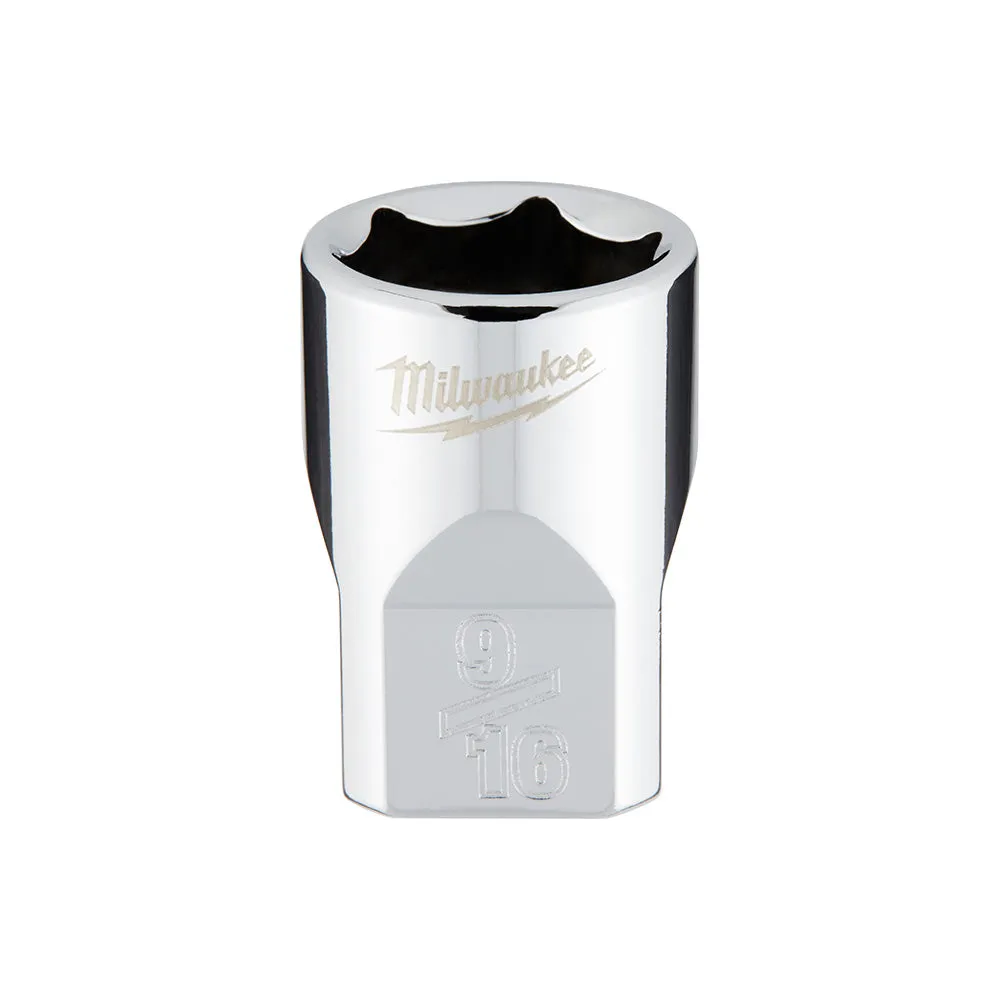Socket - Milwaukee 3/8" Drive SAE Deep Socket with FOUR FLAT™ Sides, Various Sizes, 45-34-90