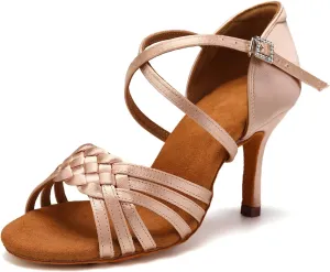 SWDZM Womens Latin Dance Shoes Suede Sole Ballroom Salsa Practice Dancing Shoes