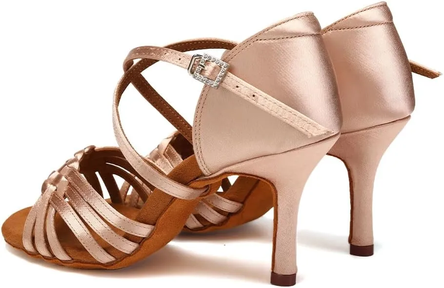 SWDZM Womens Latin Dance Shoes Suede Sole Ballroom Salsa Practice Dancing Shoes