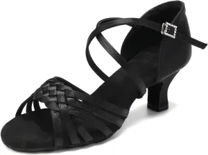 SWDZM Womens Latin Dance Shoes Suede Sole Ballroom Salsa Practice Dancing Shoes