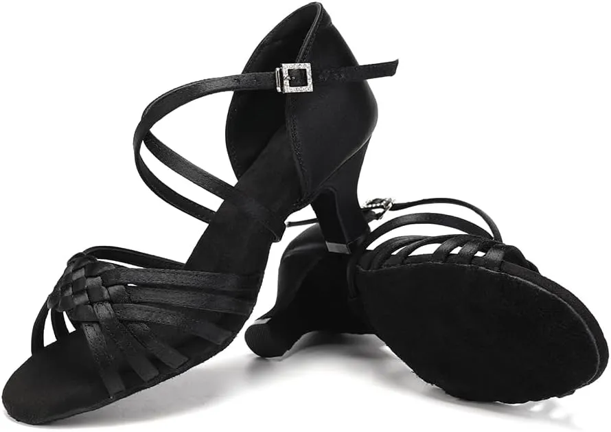 SWDZM Womens Latin Dance Shoes Suede Sole Ballroom Salsa Practice Dancing Shoes