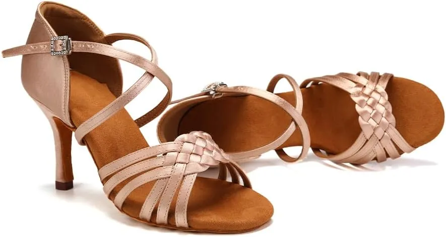 SWDZM Womens Latin Dance Shoes Suede Sole Ballroom Salsa Practice Dancing Shoes