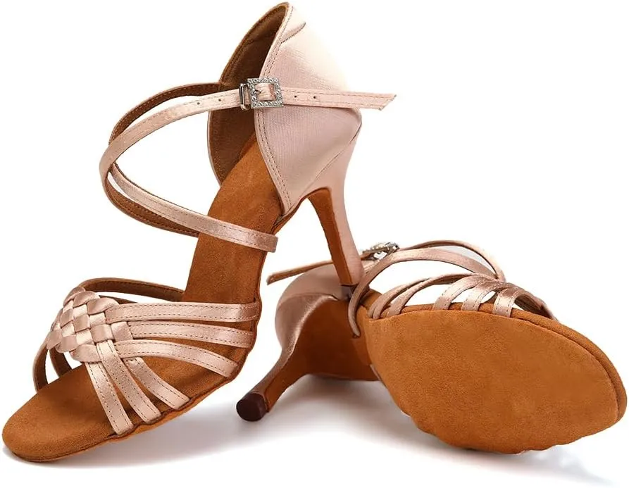 SWDZM Womens Latin Dance Shoes Suede Sole Ballroom Salsa Practice Dancing Shoes
