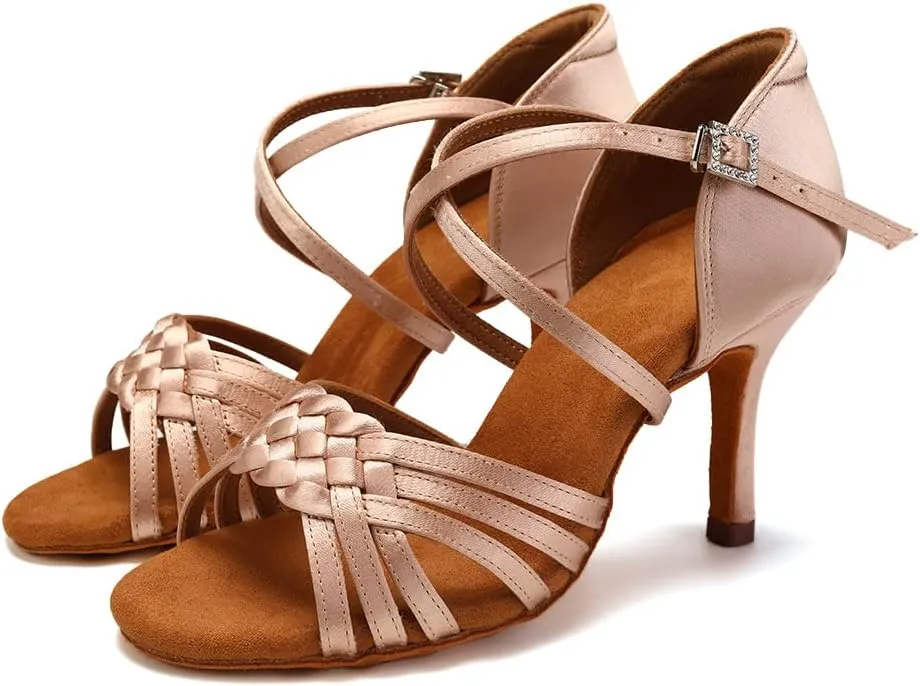 SWDZM Womens Latin Dance Shoes Suede Sole Ballroom Salsa Practice Dancing Shoes