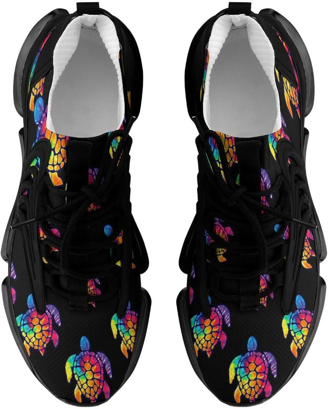 Tie Dye Cool Sea Turtle Walking Shoes for Men Lightweight Tennis Fashion Elastic Sports Shoes Cushion Basketball Shoes