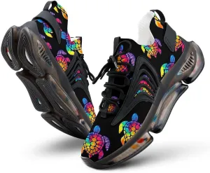 Tie Dye Cool Sea Turtle Walking Shoes for Men Lightweight Tennis Fashion Elastic Sports Shoes Cushion Basketball Shoes