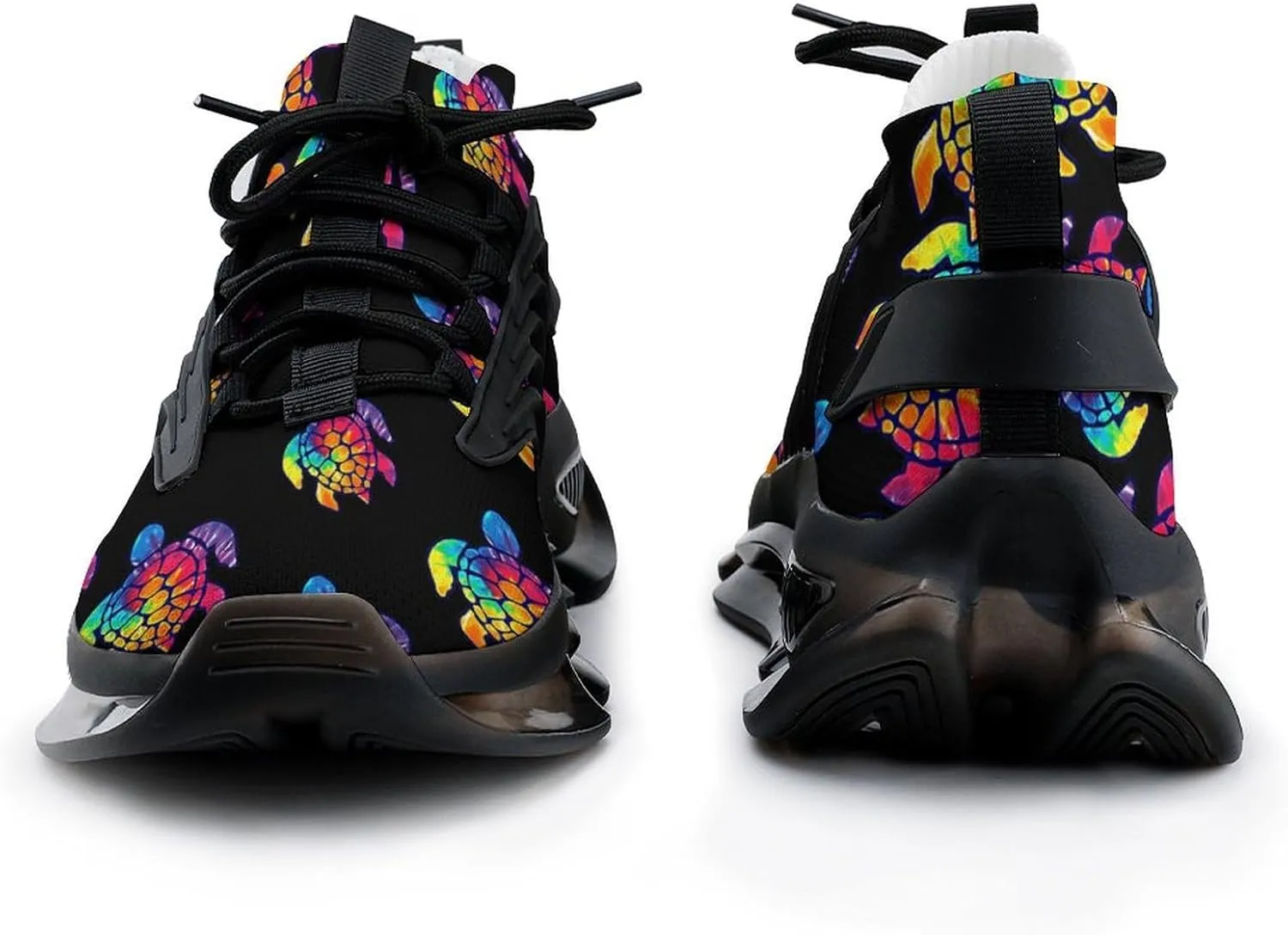 Tie Dye Cool Sea Turtle Walking Shoes for Men Lightweight Tennis Fashion Elastic Sports Shoes Cushion Basketball Shoes