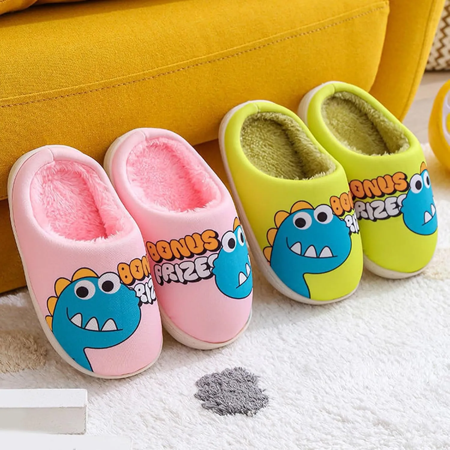 Toddler and Little Girls Plush Aline Slippers Cute Animal Plush Indoor Outdoor House Shoes Cute Slide Slippers