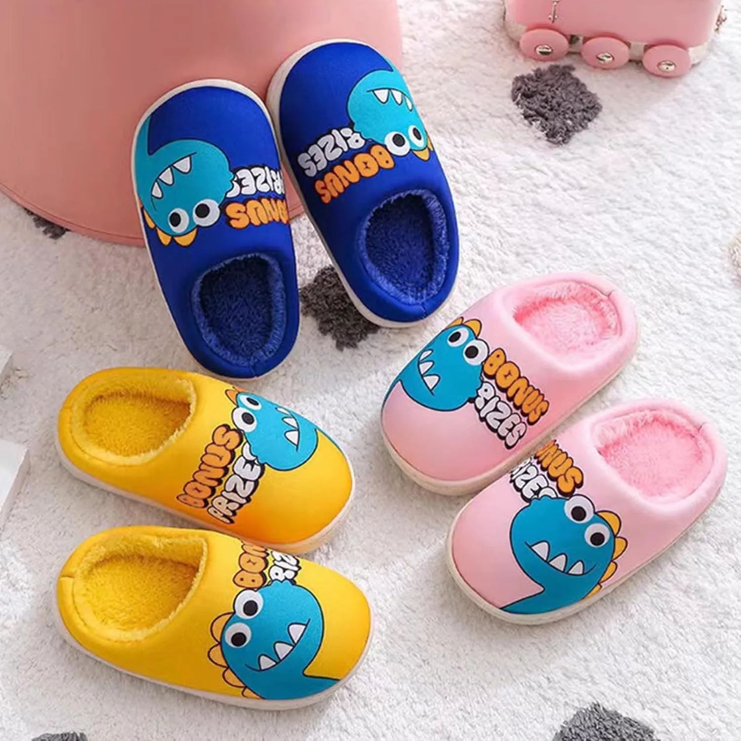 Toddler and Little Girls Plush Aline Slippers Cute Animal Plush Indoor Outdoor House Shoes Cute Slide Slippers