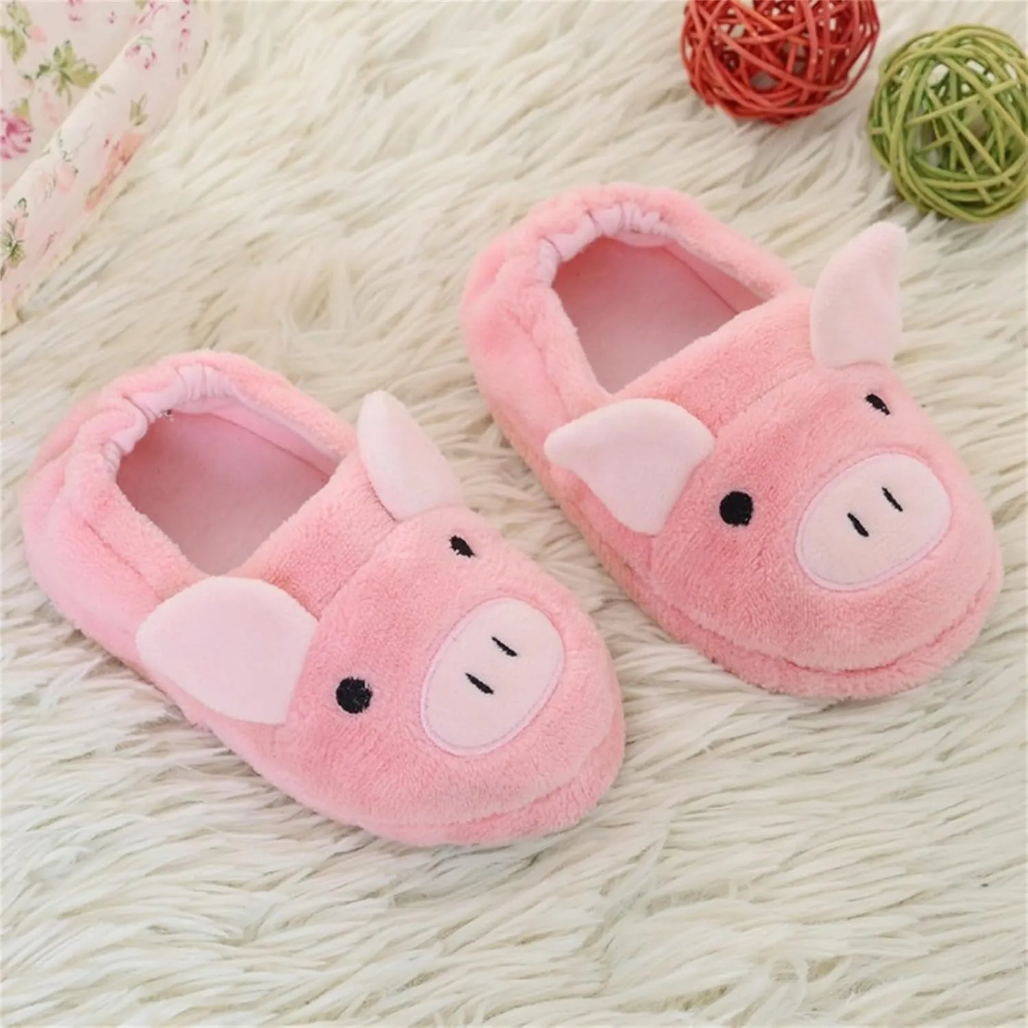 Toddler Girls Fuzzy Slippers Soft Bunny Plush Sandals ??artoon Cute Warm Cozy Plush Slip On Kids House Slippers