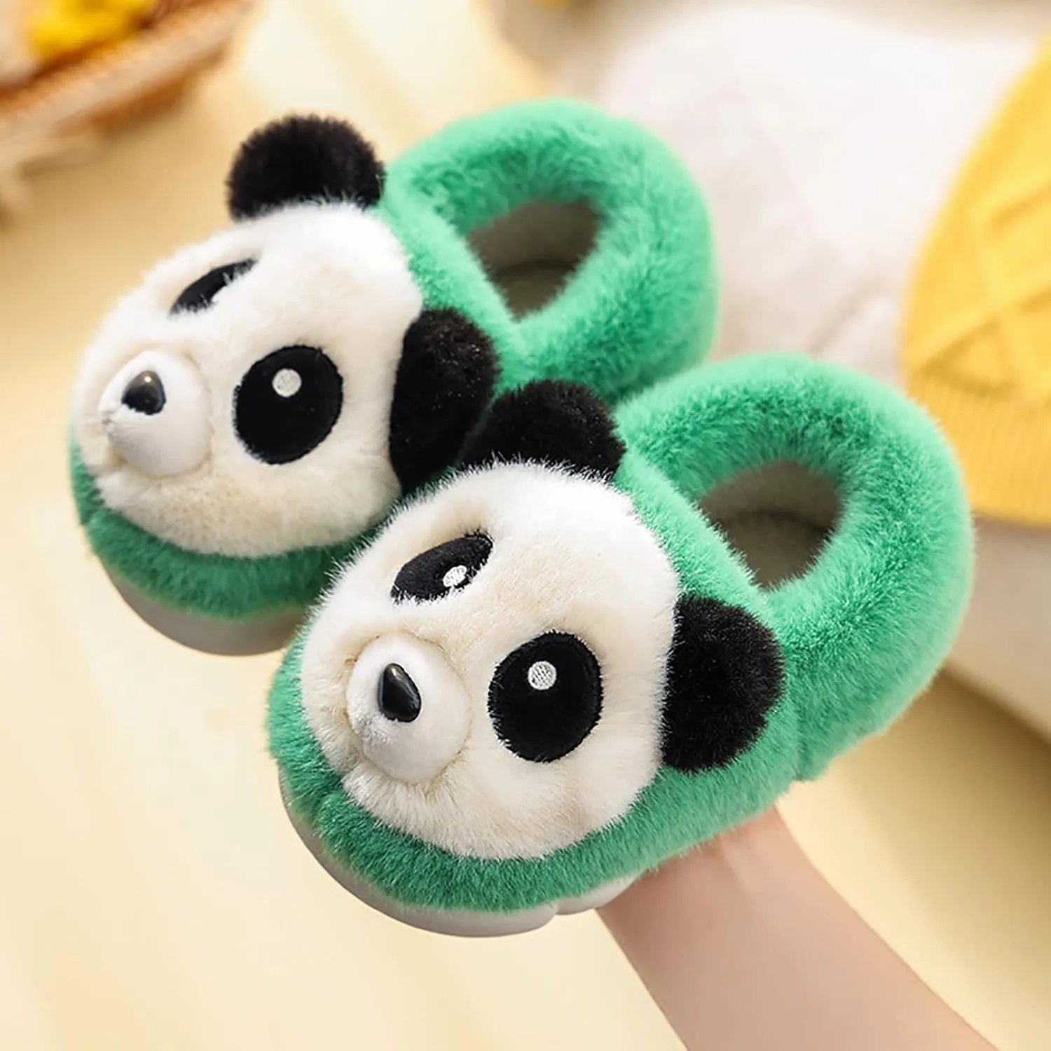 Toddler Kids Plush Panda Bear Bedroom Slippers Cartoon Cotton Memory Foam Comfy House Warm Shoes for Girls Boys