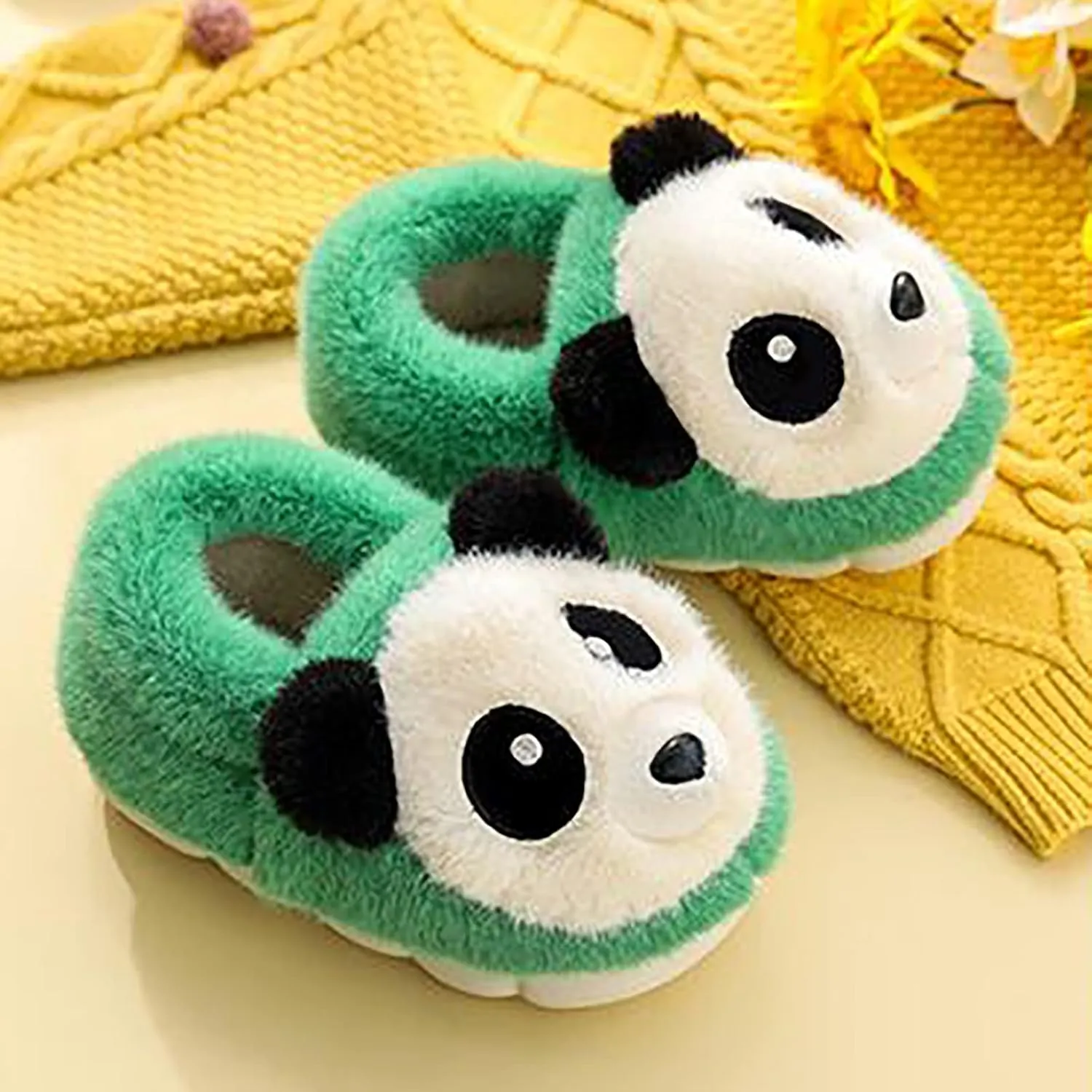 Toddler Kids Plush Panda Bear Bedroom Slippers Cartoon Cotton Memory Foam Comfy House Warm Shoes for Girls Boys
