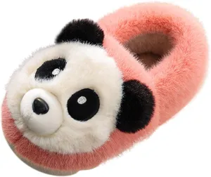Toddler Kids Plush Panda Bear Bedroom Slippers Cartoon Cotton Memory Foam Comfy House Warm Shoes for Girls Boys