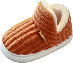 Toddler Kids Plush Slippers Boys Girls Fuzzy Plush Fleece Slippers with Soft Anti-Skid Sole Slipper Slip-On Shoes