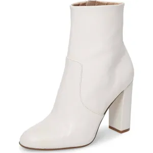 Toleet Women's Fashion White Chunky heel Boots Classical Zip Ankle Boots