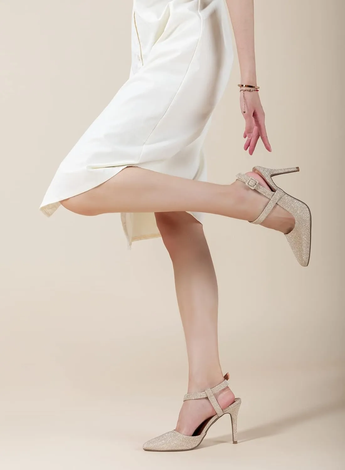 Trary Womens High Heels Pointed Toe Slingback Heels for Women Sexy Stiletto Heels Buckle Ankle Strap Closed Toe Office Party Prom Wedding Dress Pumps Shoes