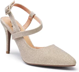 Trary Womens High Heels Pointed Toe Slingback Heels for Women Sexy Stiletto Heels Buckle Ankle Strap Closed Toe Office Party Prom Wedding Dress Pumps Shoes