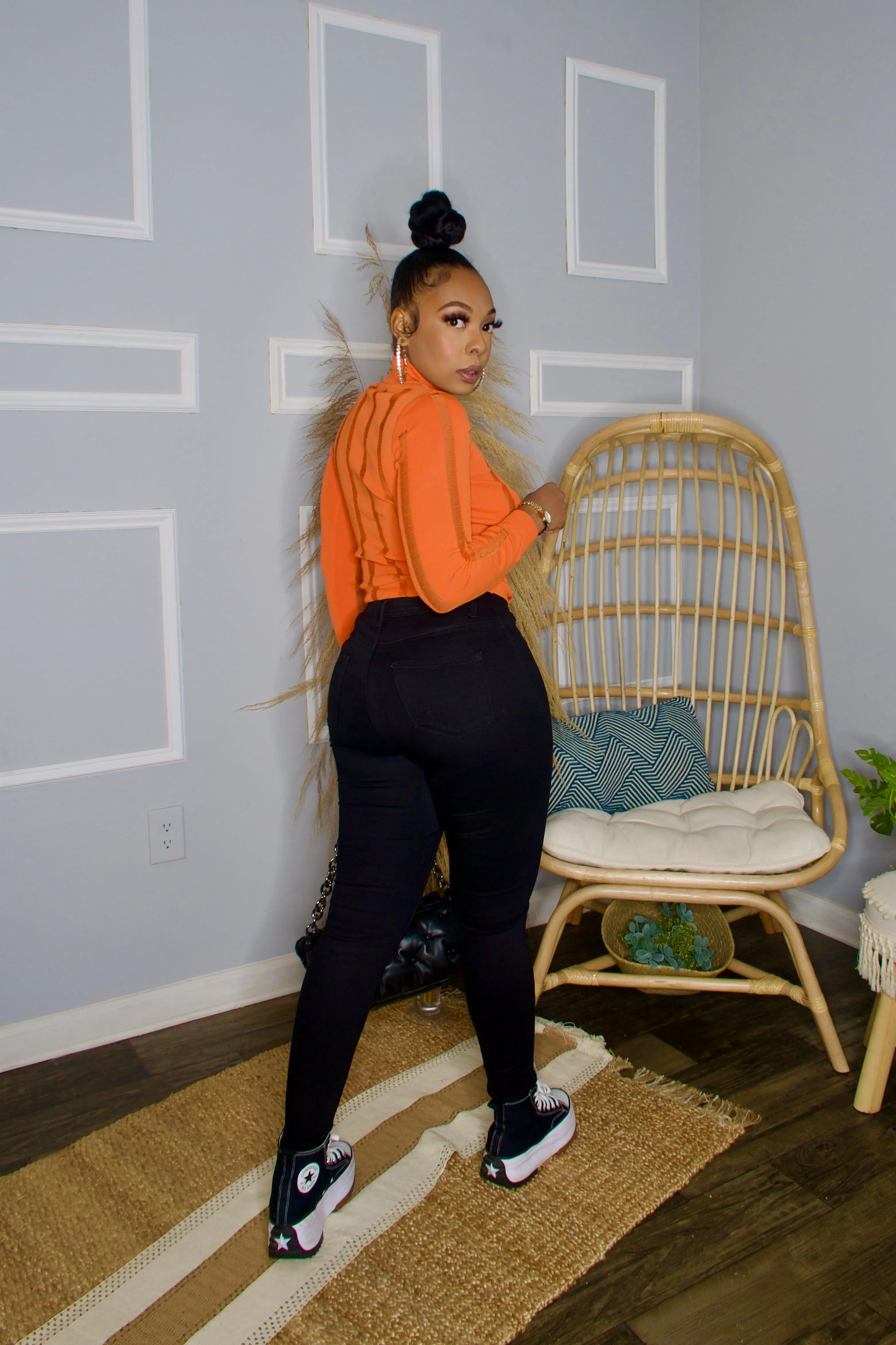 Trixie Distressed Sweater- Orange