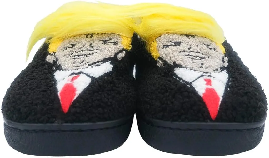 Trump Slippers With Hair - Funny Wig Cute Unisex House Fuzzy Shoes Animal Plush for Women & Men