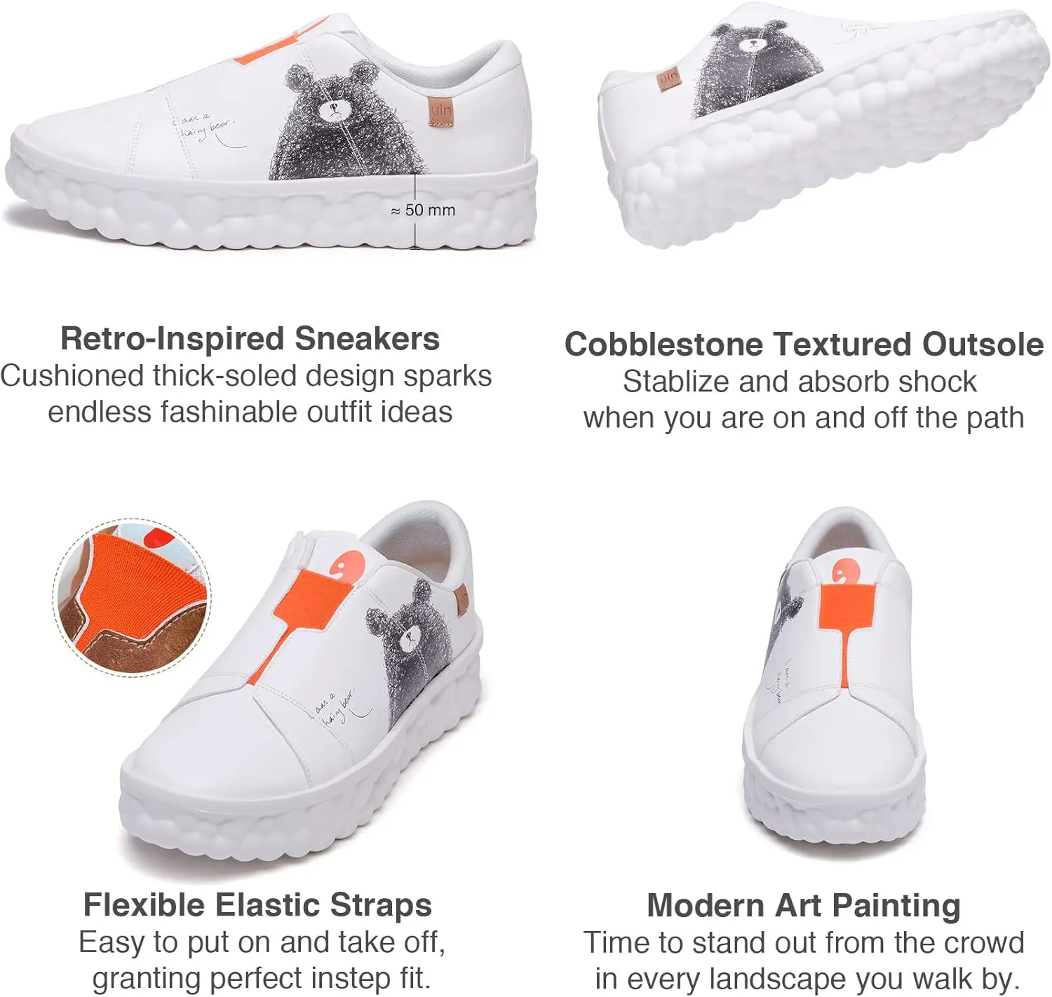 UIN Men's Fashion Sneakers Lightweight Walking Casual Slip Ons Art Painted Athletic Travel Skate Shoes Las Ramblas