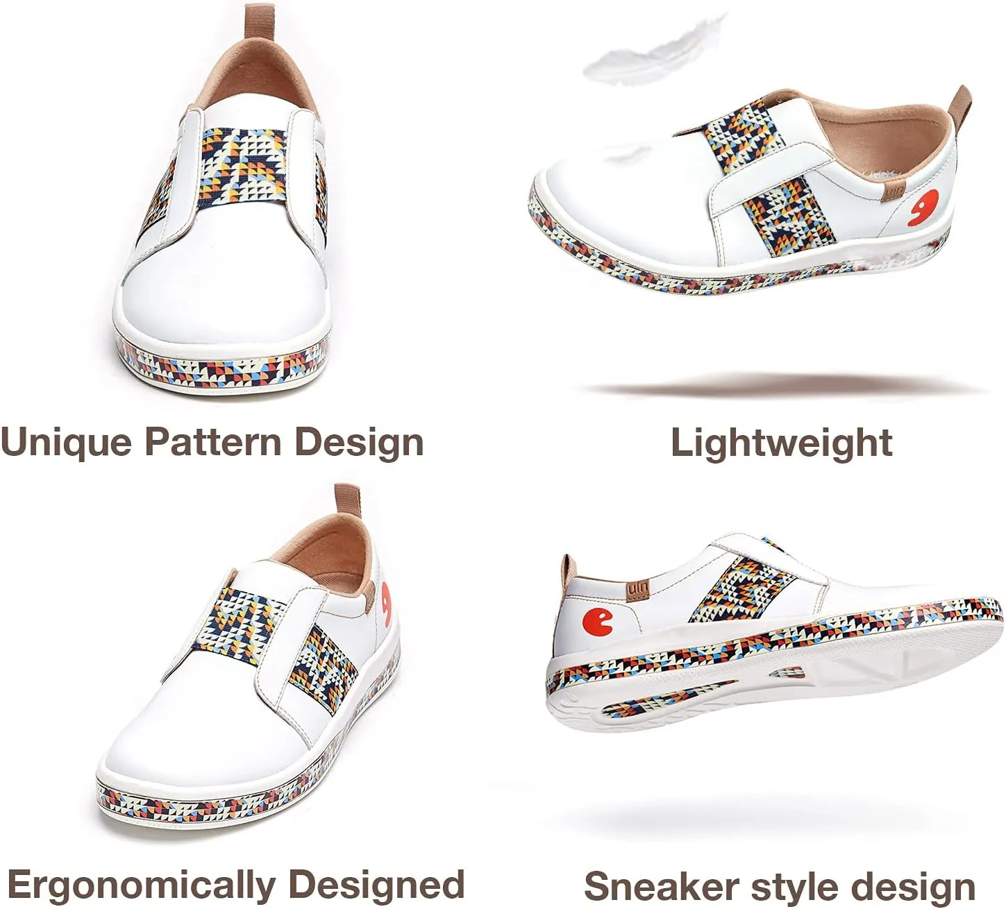 UIN Women's Fashion Sneakers Lightweight Walking Casual Slip Ons Art Painted Athletic Travel Skate Shoes Las Ramblas