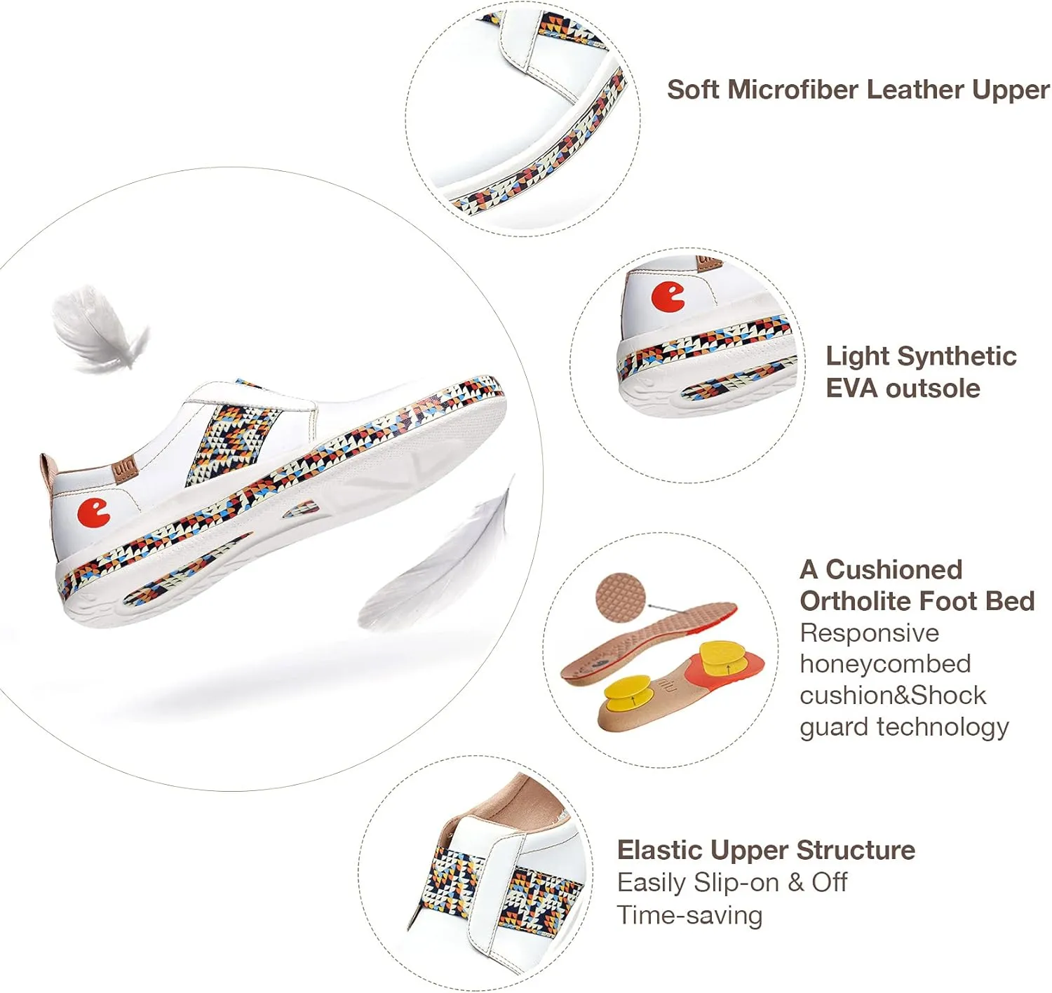 UIN Women's Fashion Sneakers Lightweight Walking Casual Slip Ons Art Painted Athletic Travel Skate Shoes Las Ramblas