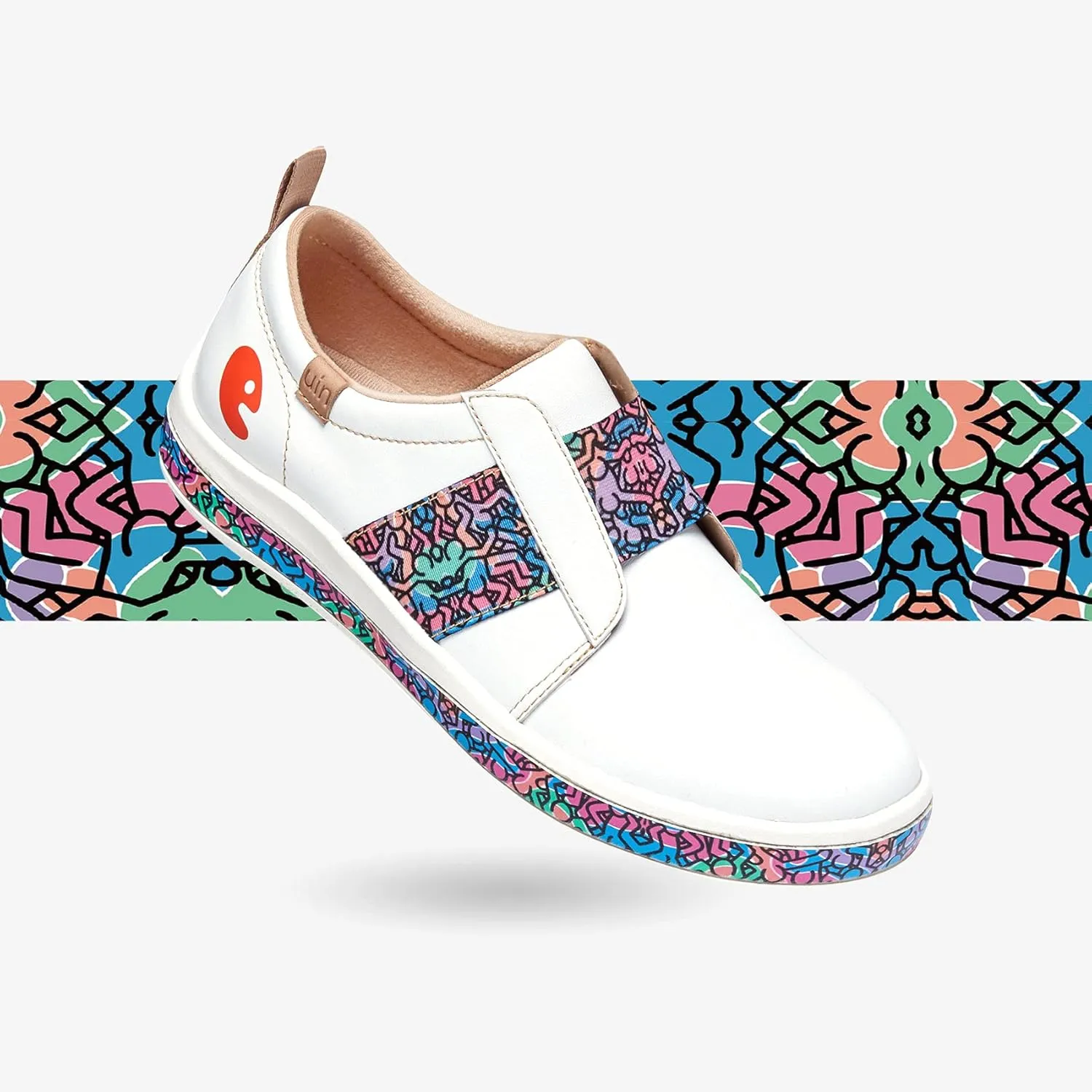 UIN Women's Fashion Sneakers Lightweight Walking Casual Slip Ons Art Painted Athletic Travel Skate Shoes Las Ramblas