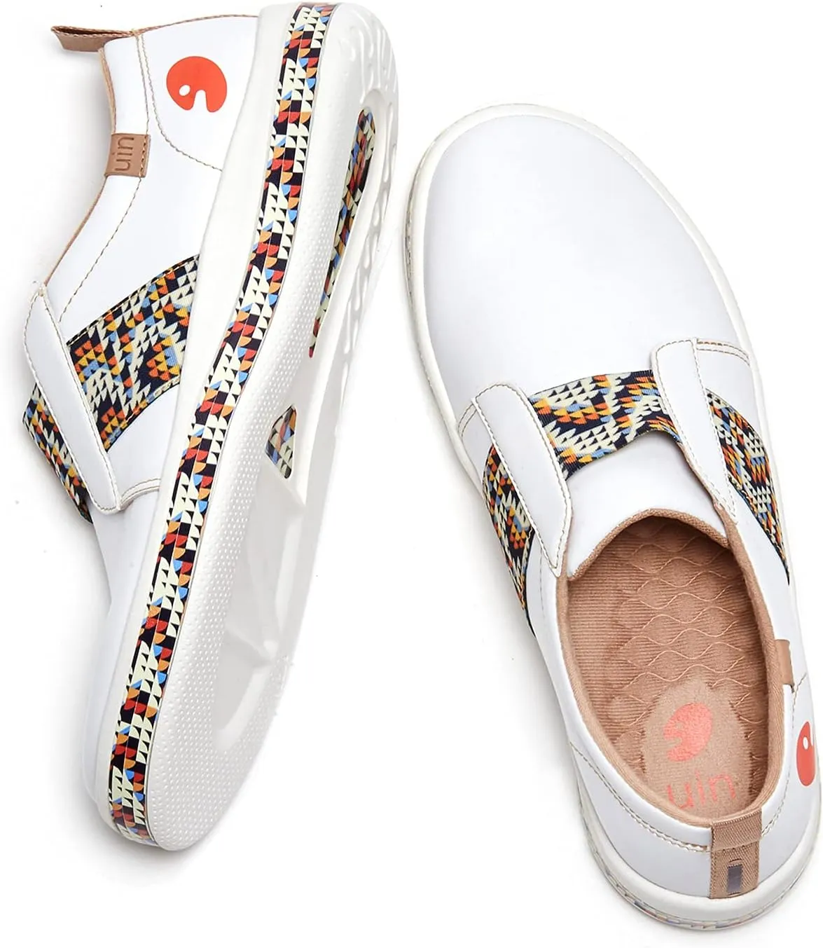 UIN Women's Fashion Sneakers Lightweight Walking Casual Slip Ons Art Painted Athletic Travel Skate Shoes Las Ramblas