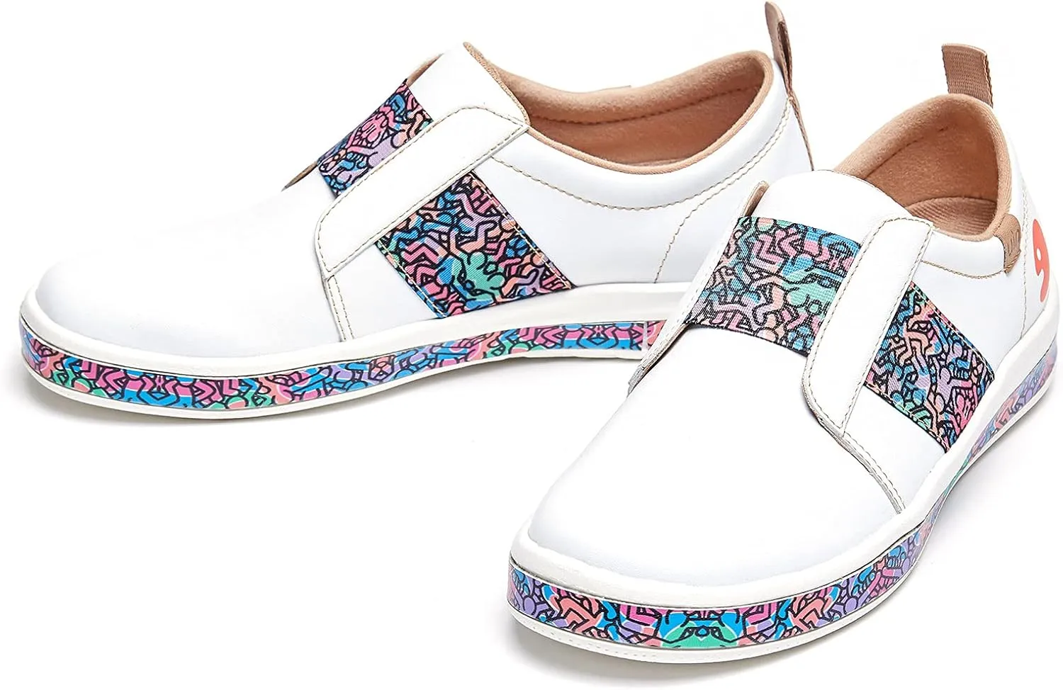 UIN Women's Fashion Sneakers Lightweight Walking Casual Slip Ons Art Painted Athletic Travel Skate Shoes Las Ramblas