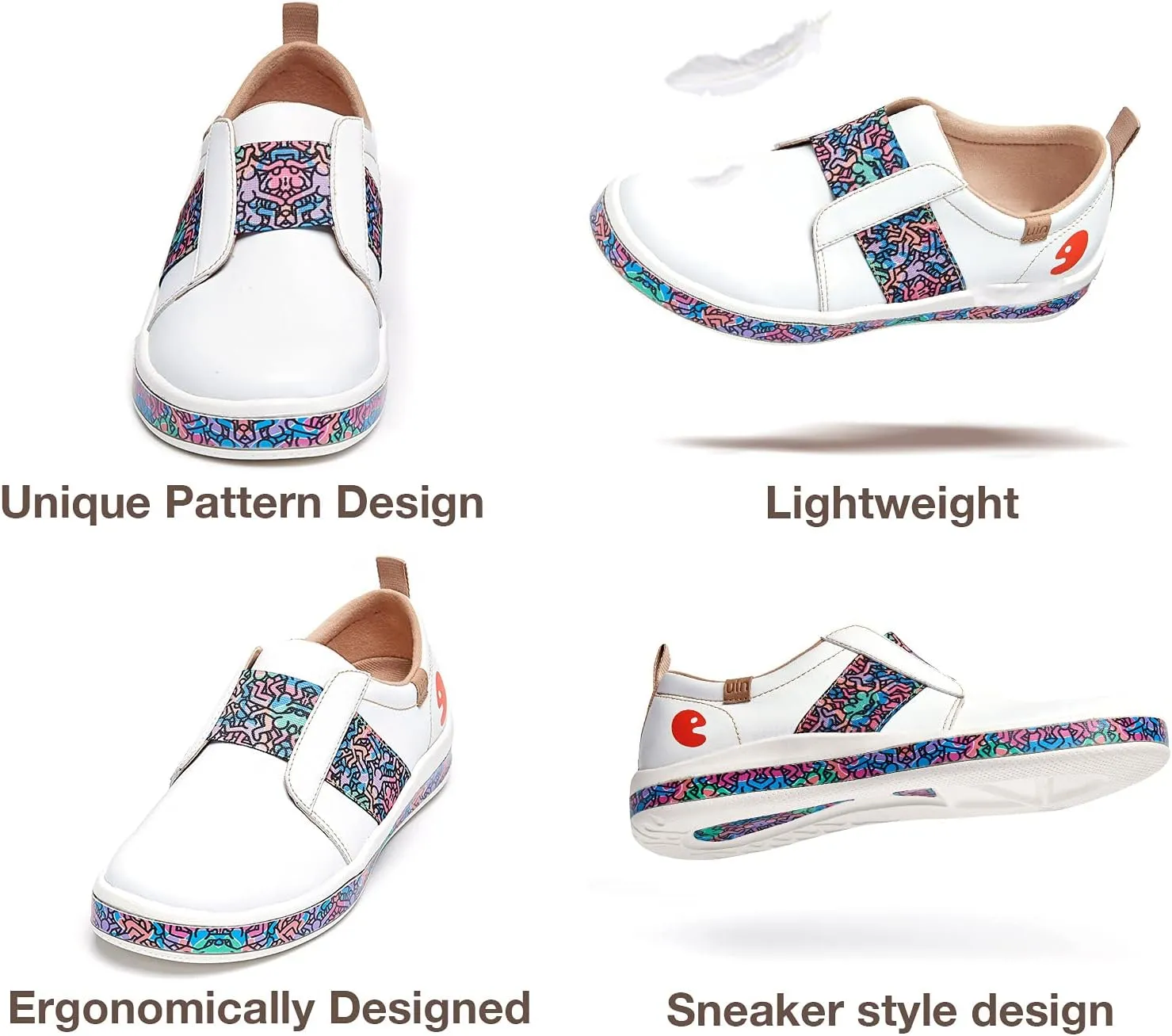 UIN Women's Fashion Sneakers Lightweight Walking Casual Slip Ons Art Painted Athletic Travel Skate Shoes Las Ramblas