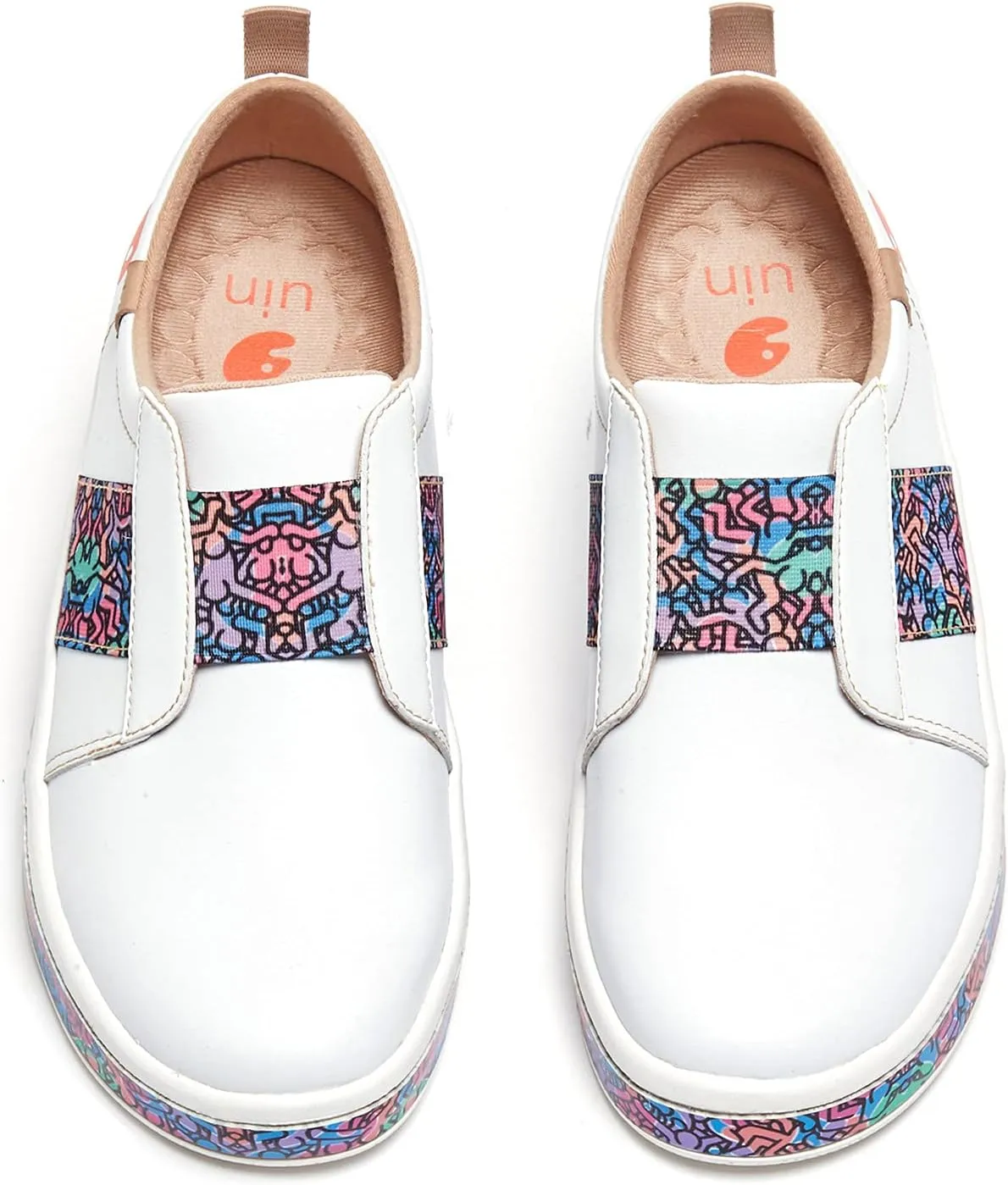 UIN Women's Fashion Sneakers Lightweight Walking Casual Slip Ons Art Painted Athletic Travel Skate Shoes Las Ramblas