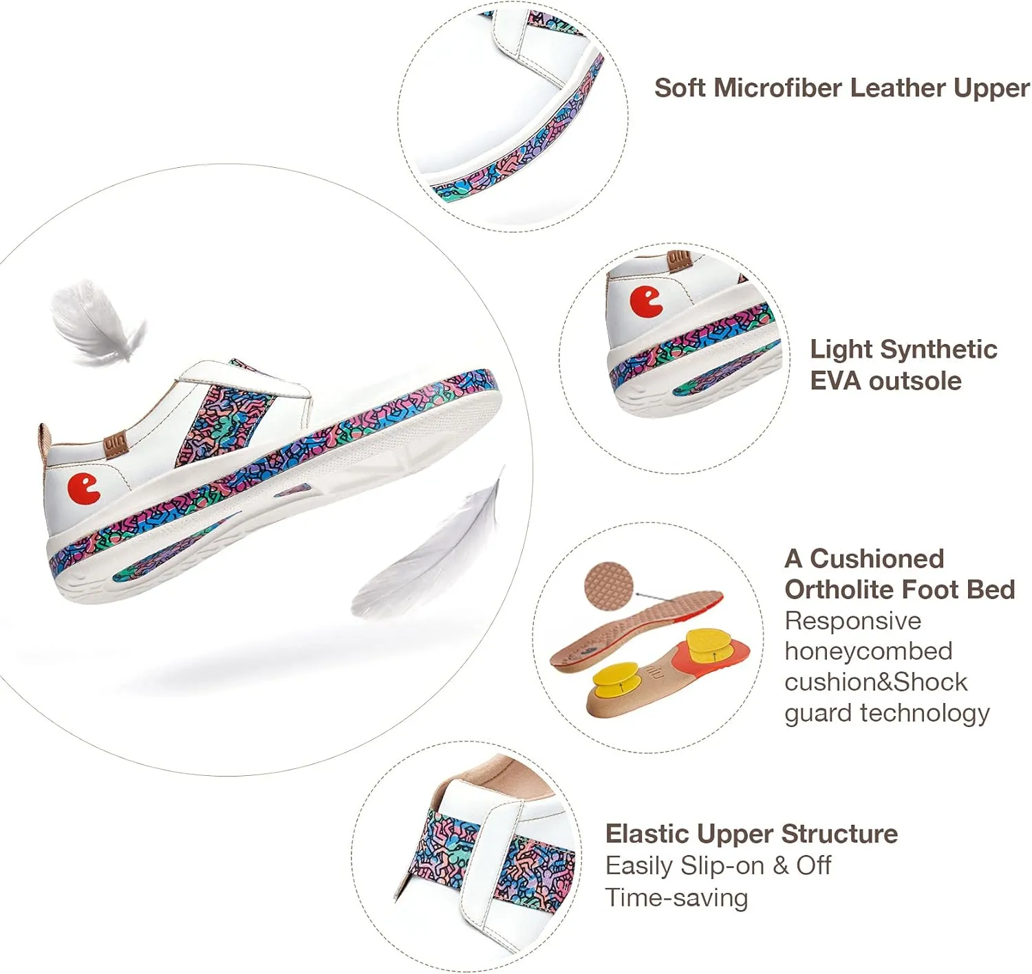 UIN Women's Fashion Sneakers Lightweight Walking Casual Slip Ons Art Painted Athletic Travel Skate Shoes Las Ramblas