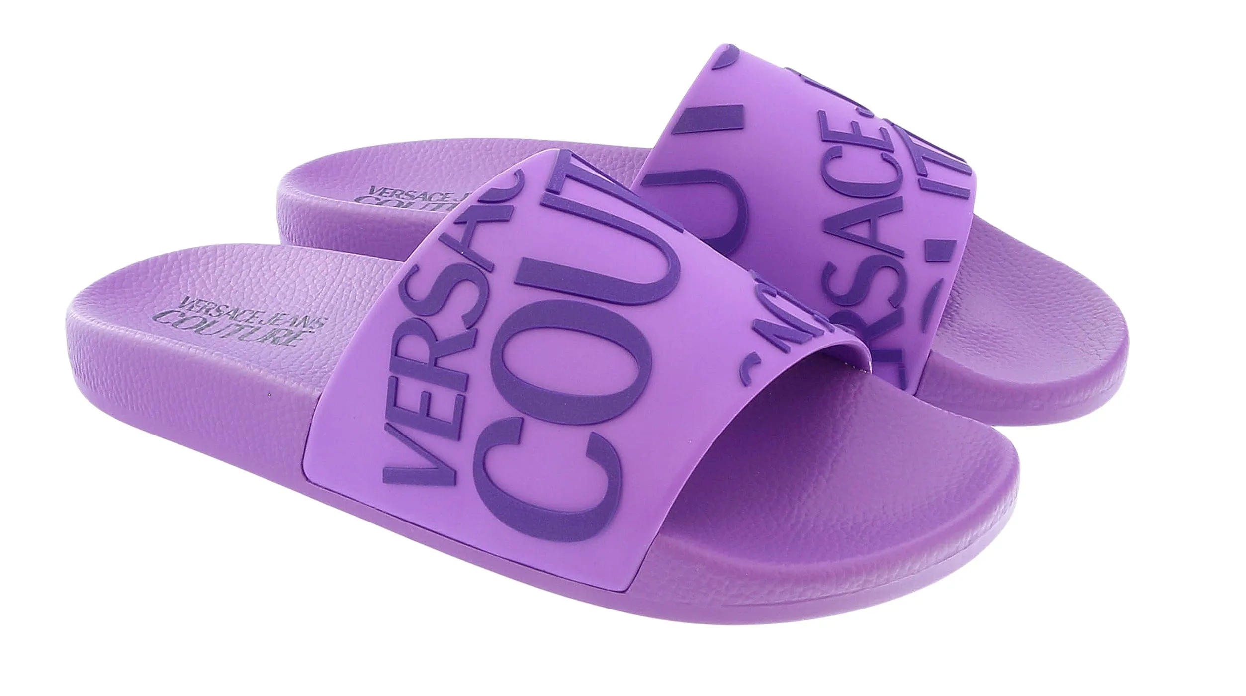 Versace Jeans Couture Purple Signature Embossed Pool Slide-