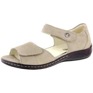Waldlaufer Women's Hilena Velcro Sandals Light Taupe Nubuck