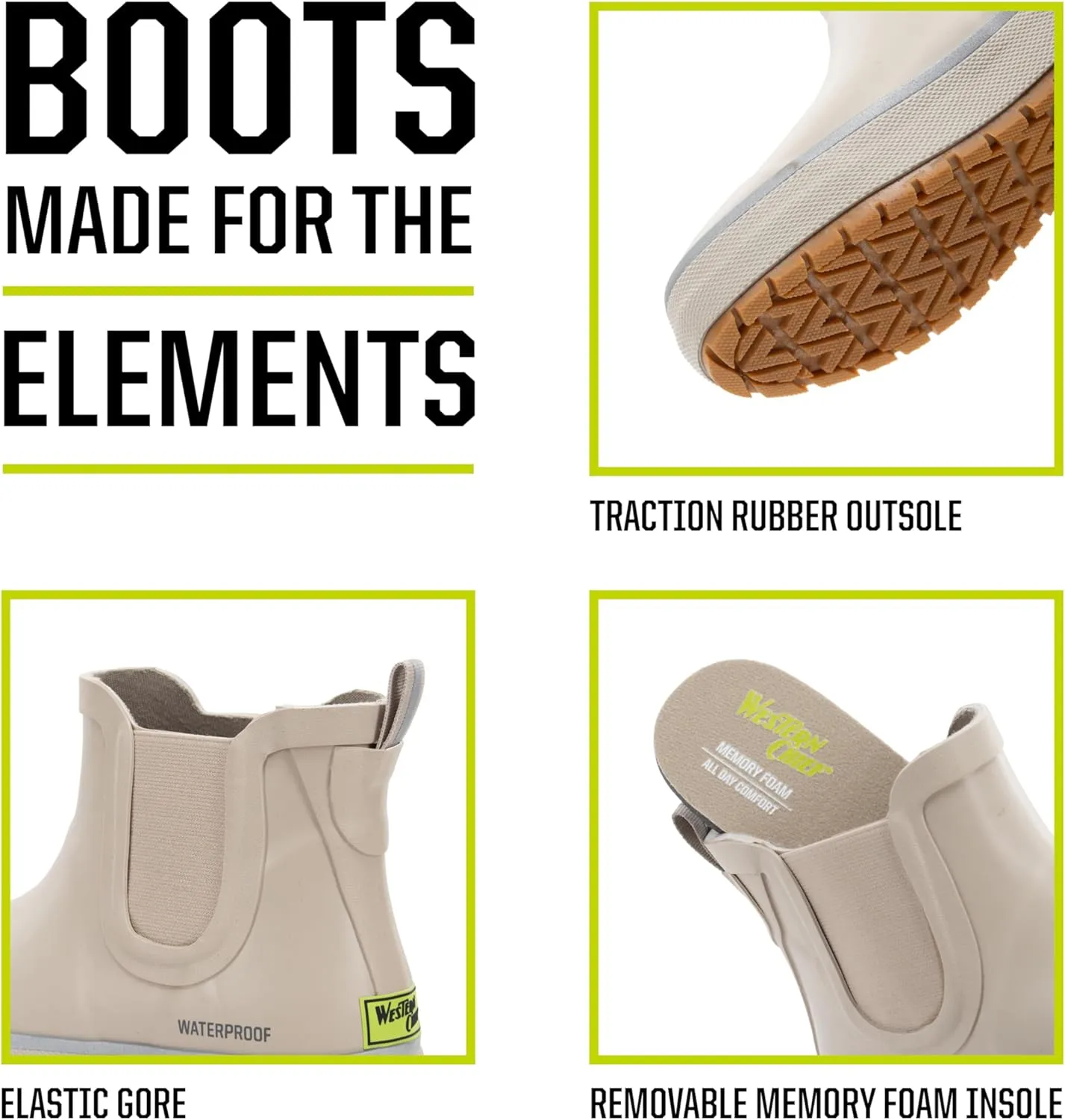 Western Chief Women's Waterproof Element Chelsea Rain Boot with Memory Foam Insole and Slip-Resistant Outsole  Durable and Comfortable for Rainy Days