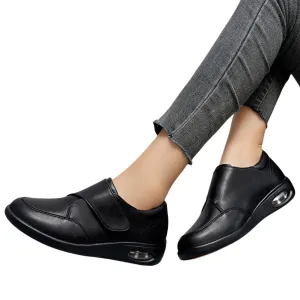 Women Diabetic Shoes Leather Walking Shoes Non Slip Lightweight Edema Sneakers Hook and Loop Sneakers for Plantar Fasciitis