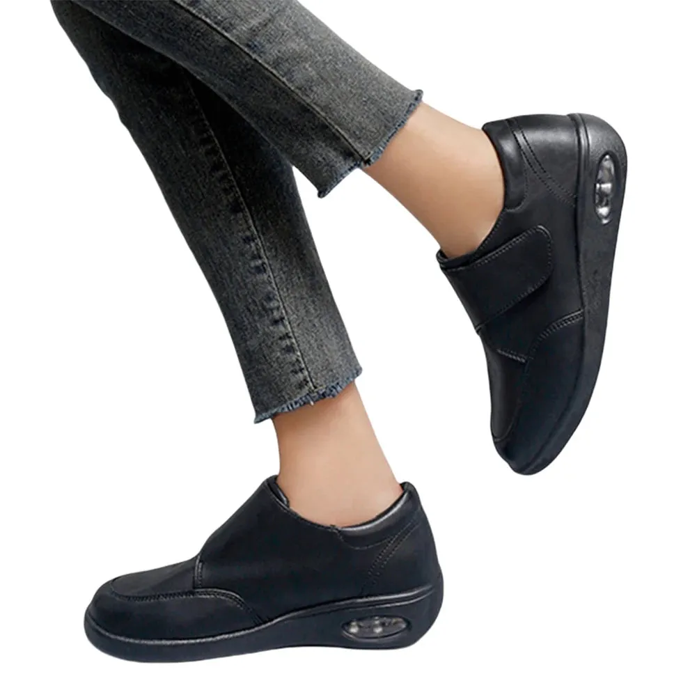 Women Diabetic Shoes Leather Walking Shoes Non Slip Lightweight Edema Sneakers Hook and Loop Sneakers for Plantar Fasciitis
