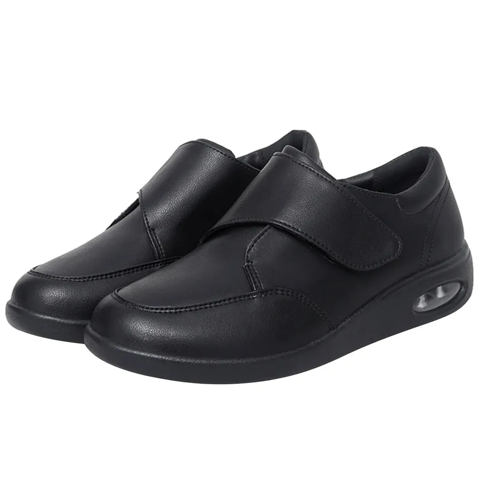 Women Diabetic Shoes Leather Walking Shoes Non Slip Lightweight Edema Sneakers Hook and Loop Sneakers for Plantar Fasciitis