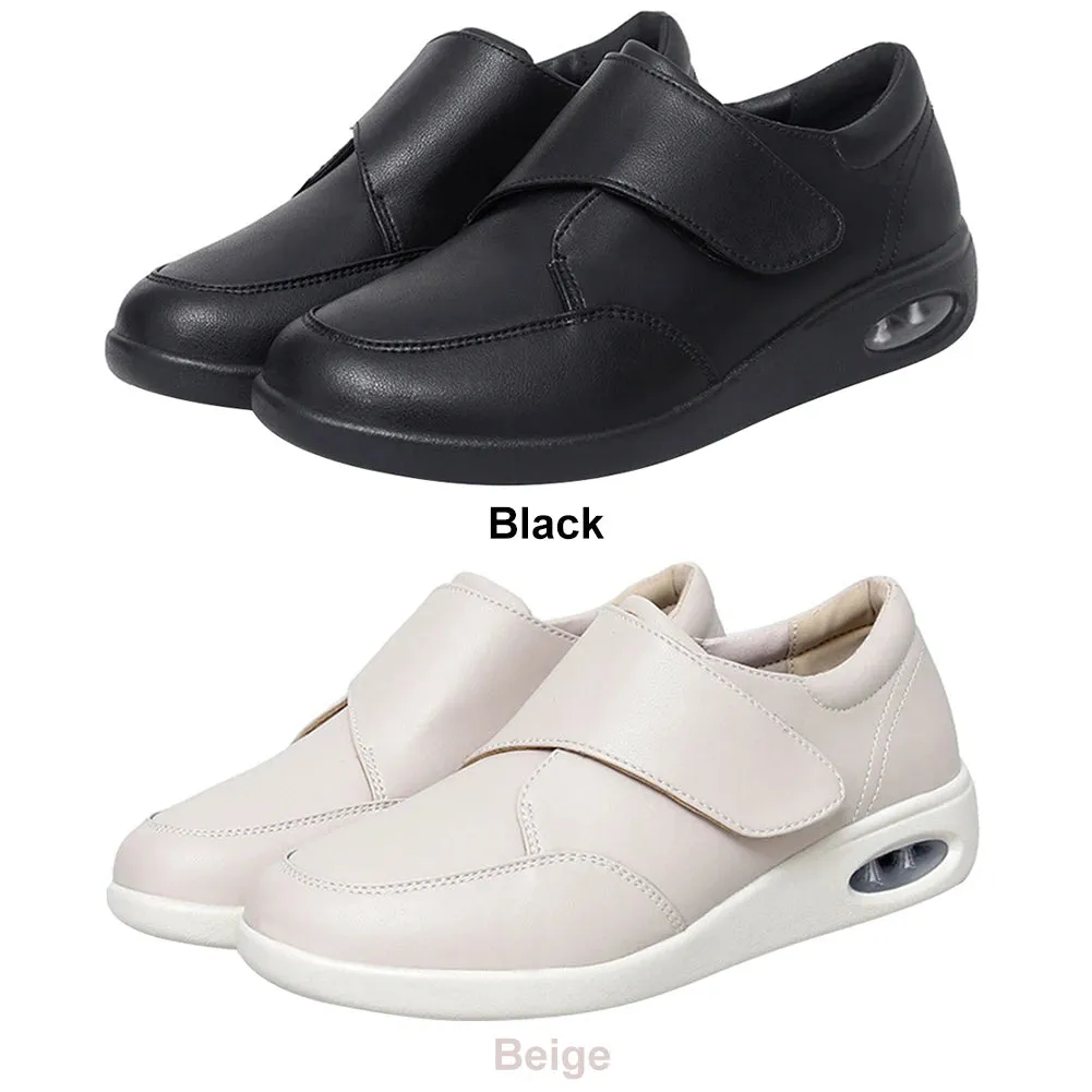 Women Diabetic Shoes Leather Walking Shoes Non Slip Lightweight Edema Sneakers Hook and Loop Sneakers for Plantar Fasciitis