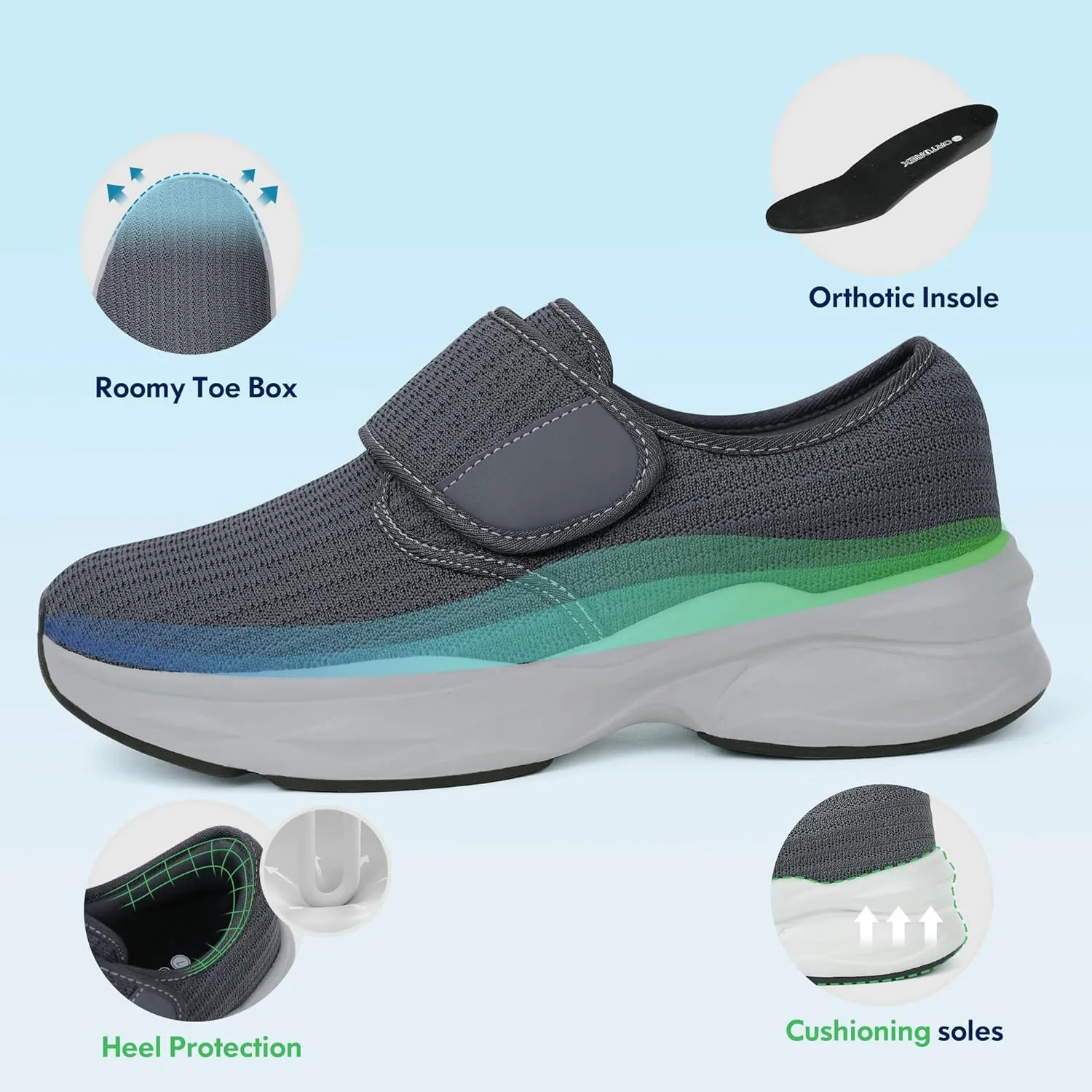 Women Orthopedic Diabetic Walking Sneakers Swollen Feet Shoes