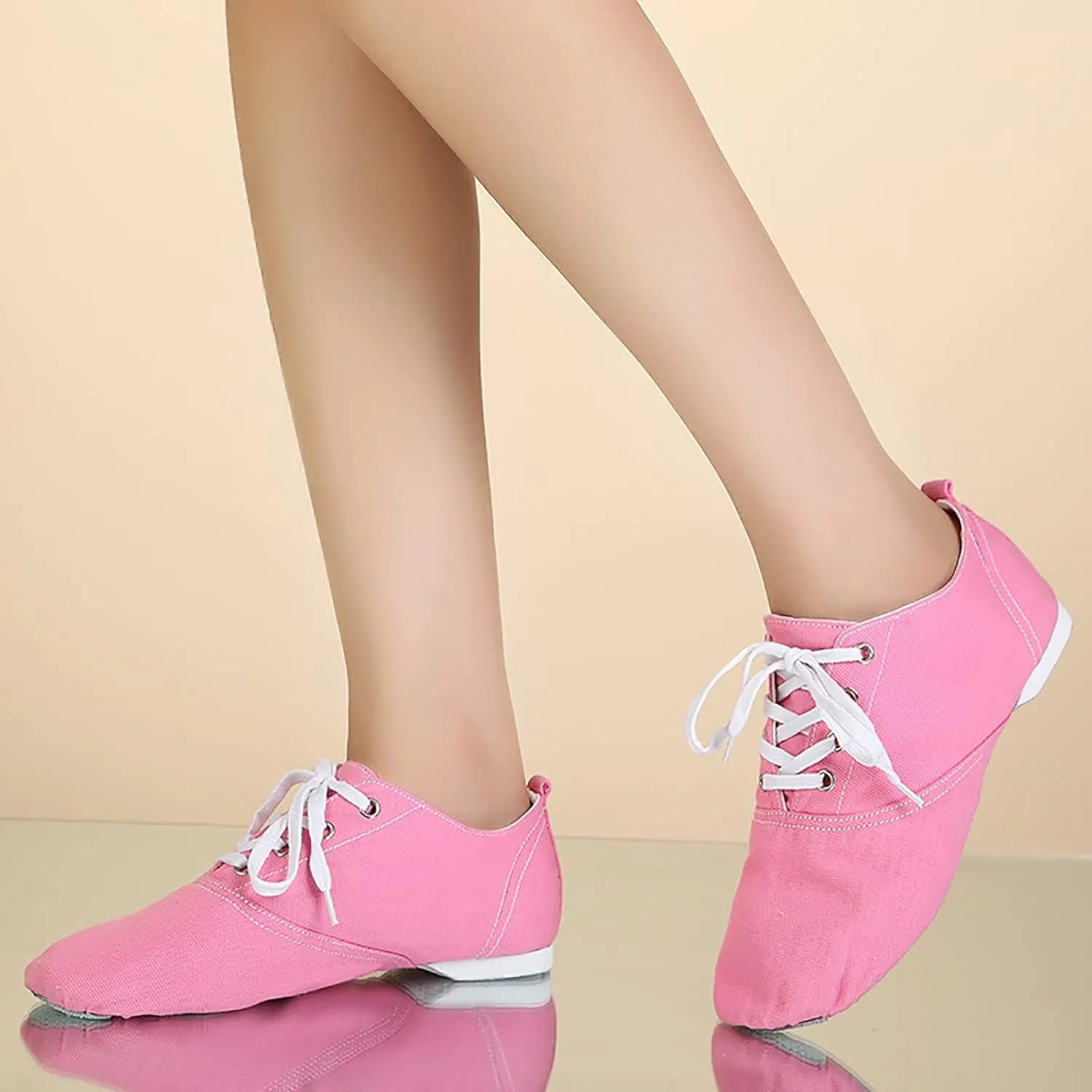 Women's Canvas Dance Shoes Tap Flex Canvas Tap Shoe Ballet Shoes for Women Adult Jazz Dance Sneaker