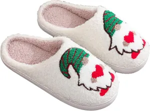 Womens Christmas Slippers Cozy Christmas Tree Slippers Soft Plush Animal Slippers Non-Slip Indoor Slip-on Slippers