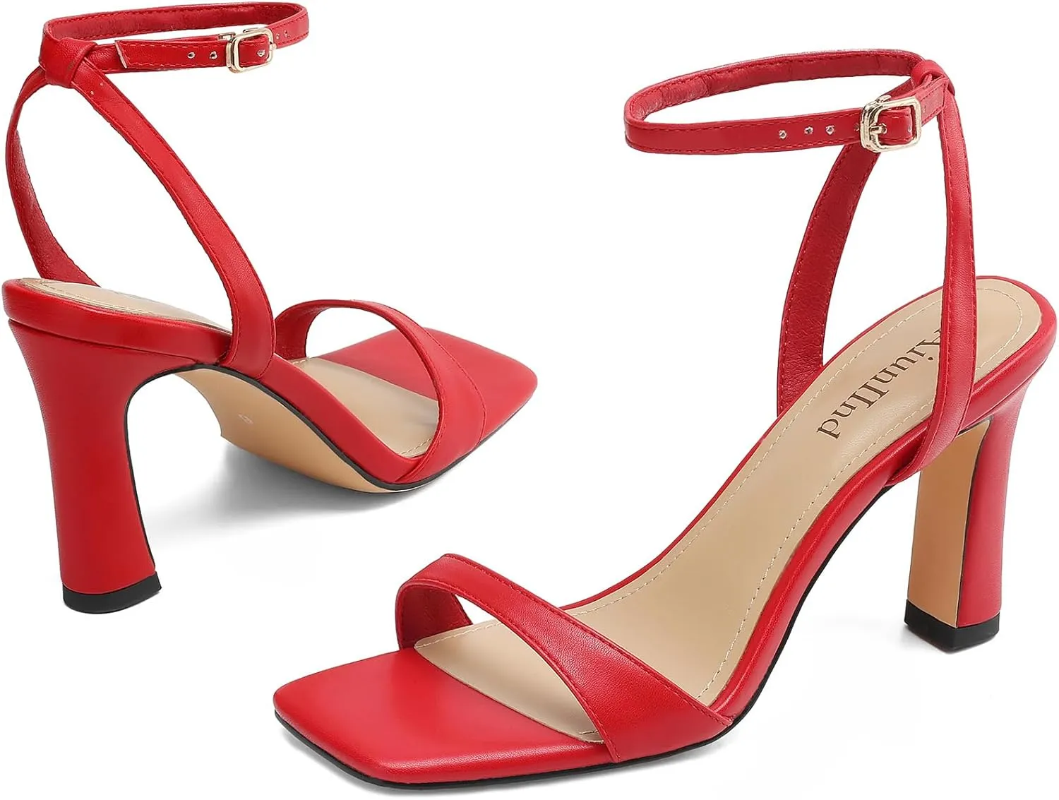 Women's Heeled Sandals Square Open Toe Chunky High Heels Ankle Strap Sandals for Women Prom Wedding Heels