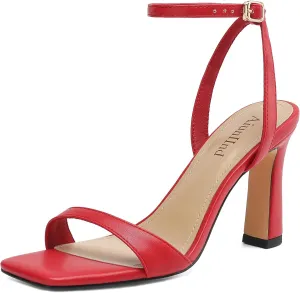 Women's Heeled Sandals Square Open Toe Chunky High Heels Ankle Strap Sandals for Women Prom Wedding Heels