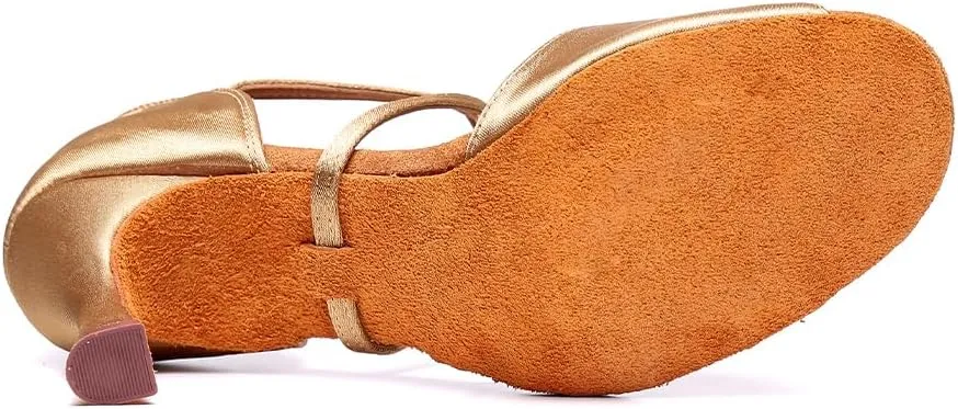 Women's Latin Dance Shoes Satin Ballroom Salsa Practice Dance Performance Shoes Suede Sole